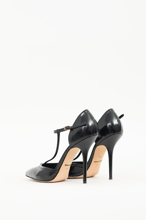 Dolce & Gabbana Black Patent T-Strap Heel