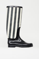 Dolce & Gabbana Black & White Rubber Boot