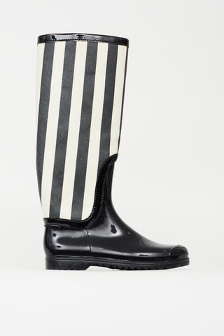 Dolce & Gabbana Black & White Rubber Boot