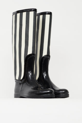 Dolce & Gabbana Black & White Rubber Boot