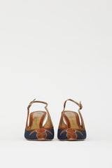 Dolce & Gabbana Blue Denim & Brown Suede Slingback Pump