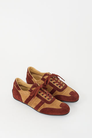 Dolce & Gabbana Brown & Beige Suede Low Top Sneaker