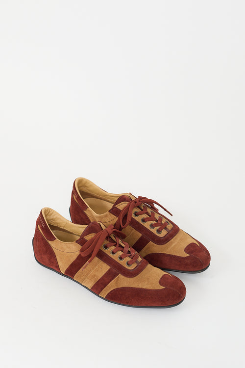 Dolce & Gabbana Brown & Beige Suede Low Top Sneaker