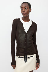 Dolce & Gabbana Brown Semi Sheer Henley Top