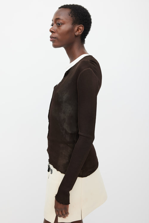 Dolce & Gabbana Brown Semi Sheer Henley Top