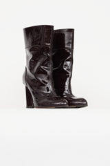Dolce & Gabbana Burgundy Patent Ankle Boot