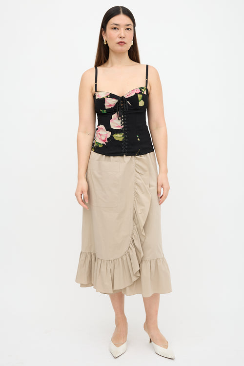 Dolce & Gabbana Crepe Floral Bustier Top