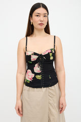 Dolce & Gabbana Crepe Floral Bustier Top
