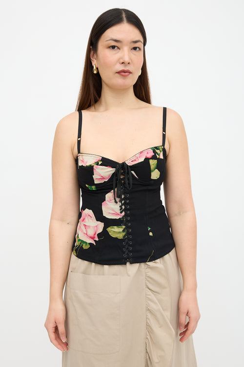 Dolce & Gabbana Crepe Floral Bustier Top
