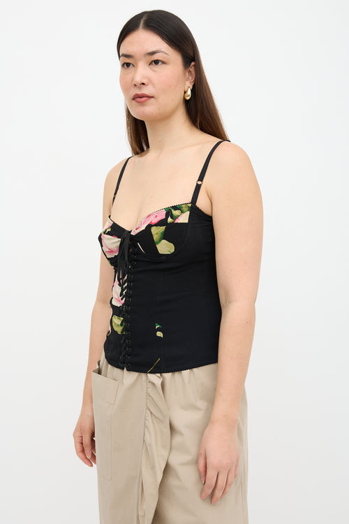 Dolce & Gabbana Crepe Floral Bustier Top