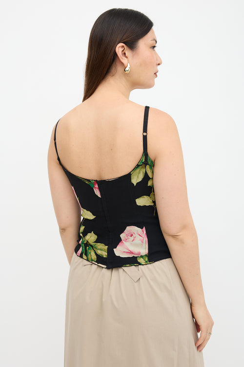 Dolce & Gabbana Crepe Floral Bustier Top