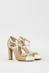 Dolce & Gabbana D&G Brown & Cream Patent Mary Jane Heel