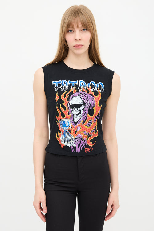 Dolce & Gabbana D&G Mesh Back Graphic Tank Top