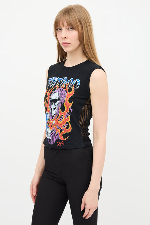 Dolce & Gabbana D&G Mesh Back Graphic Tank Top
