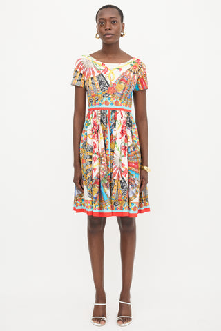 Dolce & Gabbana Fan Print A-Line Dress