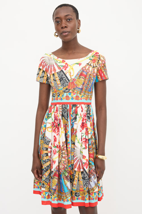 Dolce & Gabbana Fan Print A-Line Dress