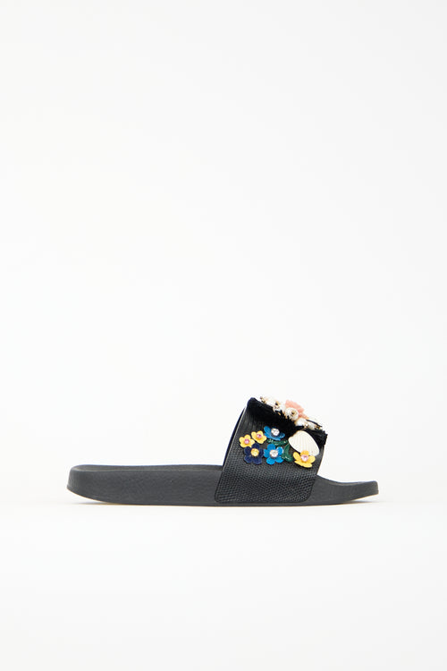 Dolce & Gabbana Floral Embellished Pool Slide