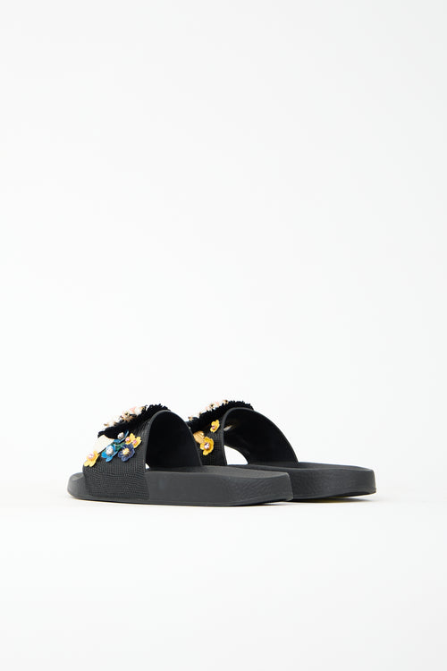 Dolce & Gabbana Floral Embellished Pool Slide