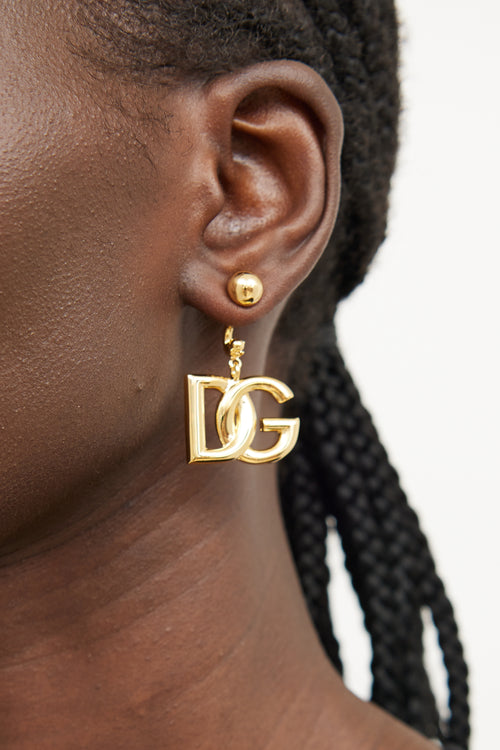 Dolce & Gabbana Gold Plated Logo Earrings