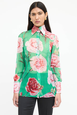 Dolce & Gabbana Silk Floral Sheer Shirt