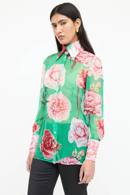 Dolce & Gabbana Silk Floral Sheer Shirt