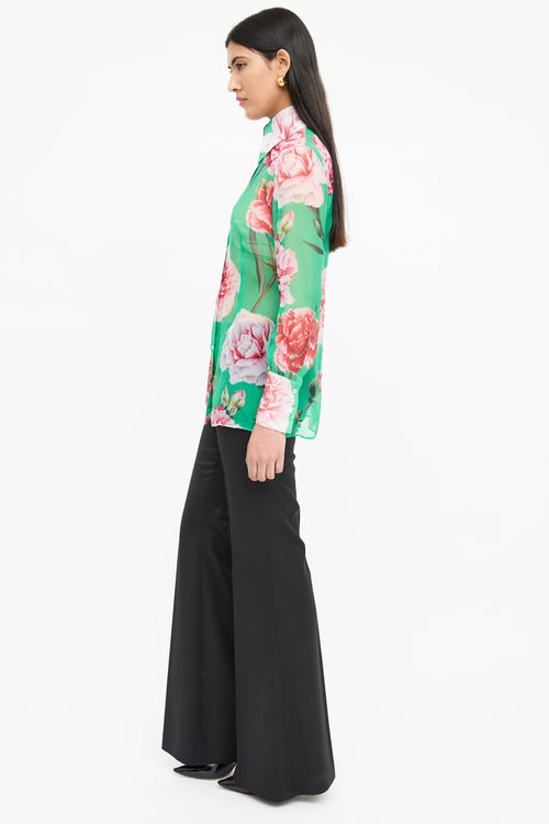 Dolce & Gabbana Silk Floral Sheer Shirt