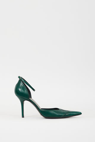 Dolce & Gabbana Green Leather Pointed Toe D'Orsay Pump