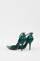 Dolce & Gabbana Green Leather Pointed Toe D'Orsay Pump