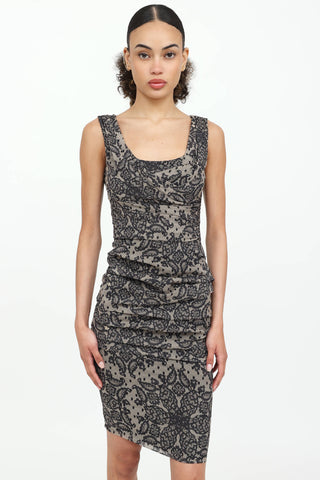 Dolce & Gabbana Lace Print Midi Dress