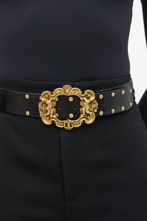 Dolce & Gabbana Leather Baroque Buckle Belt