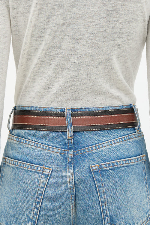 Dolce & Gabbana Leather Stripe Logo Belt