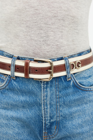 Dolce & Gabbana Leather Stripe Logo Belt