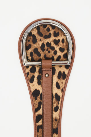 Dolce & Gabbana Leather & Canvas Printed Belt