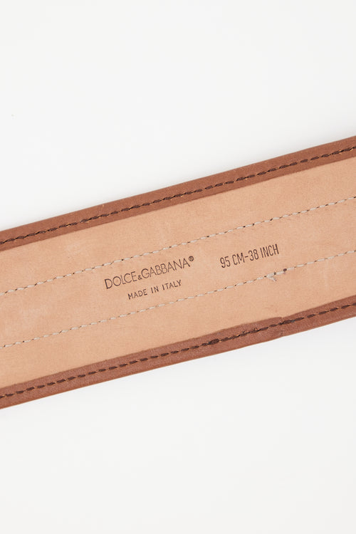 Dolce & Gabbana Leather & Canvas Printed Belt