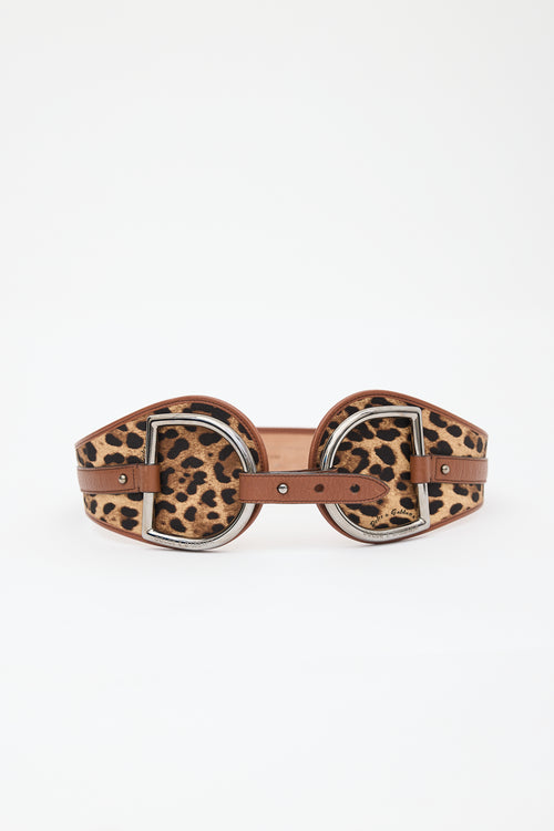 Dolce & Gabbana Leather & Canvas Printed Belt
