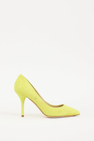 Dolce & Gabbana Yellow Suede Pointed Toe Pump