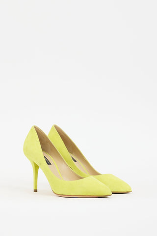 Dolce & Gabbana Yellow Suede Pointed Toe Pump