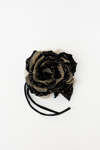 Dolce & Gabbana Mesh & Jacquard Flower Brooch