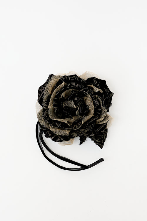 Dolce & Gabbana Mesh & Jacquard Flower Brooch