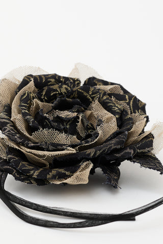 Dolce & Gabbana Mesh & Jacquard Flower Brooch