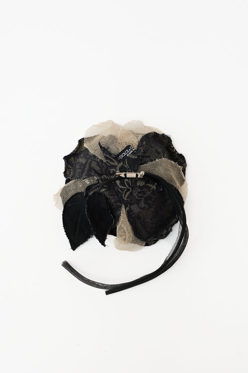 Dolce & Gabbana Mesh & Jacquard Flower Brooch