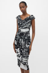 Dolce & Gabbana Mesh Ruched Printed Dress