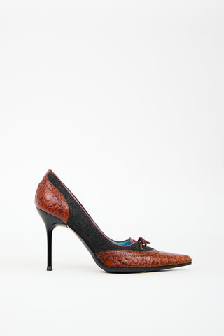 Dolce & Gabbana Multicolour Denim & Leather Brogue Pump