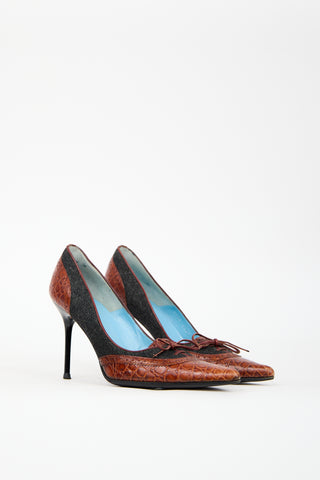 Dolce & Gabbana Multicolour Denim & Leather Brogue Pump