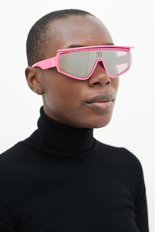 Dolce & Gabbana Pink DG6177 Glitter Visor Sunglasses
