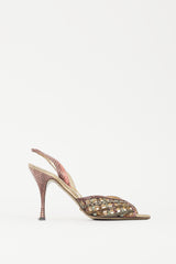Dolce & Gabbana Pink & Green Textured Leather Latticed Heel