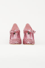 Dolce & Gabbana Pink Sequin Vally Mary Jane Heel