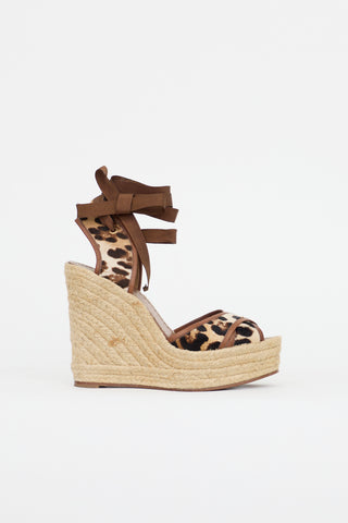 Dolce & Gabbana Printed Hair Espadrille Wedge Sandal