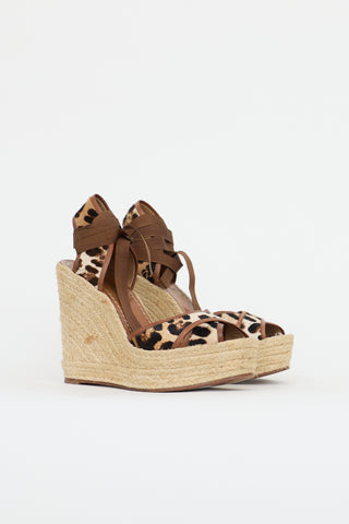 Dolce & Gabbana Printed Hair Espadrille Wedge Sandal