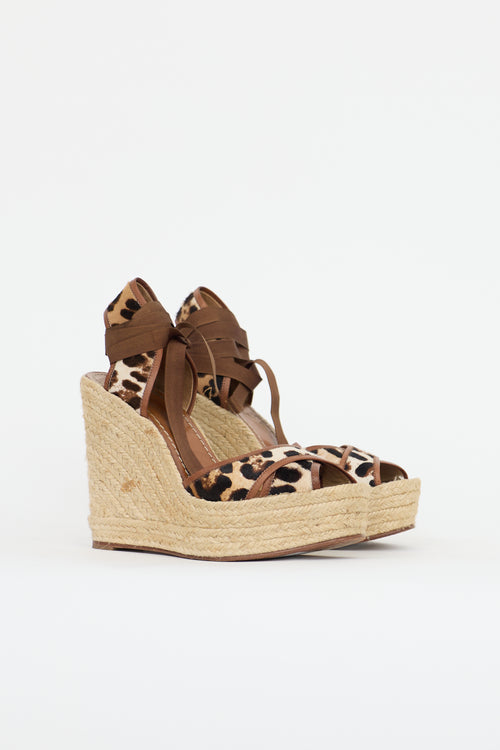 Dolce & Gabbana Printed Hair Espadrille Wedge Sandal